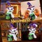 5Ft Halloween Inflatables Cat with Witch Cauldron Decoration(White+Purple)
